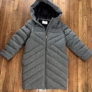 VIONNET Paris virgin fleece wool cashmere blend gray quilted long puffer jacket